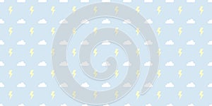 Storm, sky with clouds and thunder seamless repeat pattern vector background