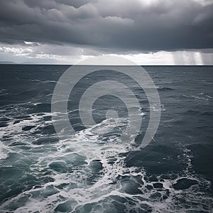 Storm sky with dark clouds above sea water scenic stormy nature beautiful background