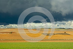 Storm sky in the field of Soria, Spain