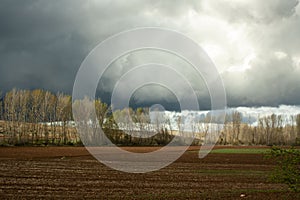 Storm sky in the field of Soria, Spain