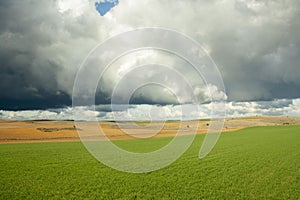 Storm sky in the field of Soria, Spain