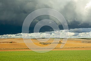 Storm sky in the field of Soria, Spain