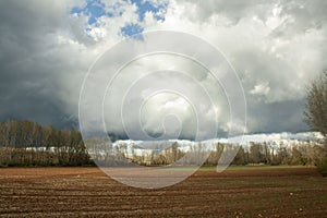 Storm sky in the field of Soria, Spain