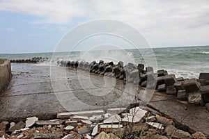 Storm. Stormy sea on a summer day.