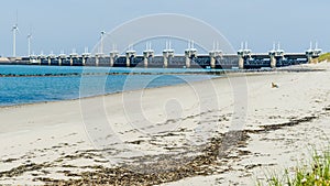 Storm surge barrier Oosterschelde nearby Neeltje Jans in The Net