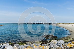 Storm surge barrier Oosterschelde nearby Neeltje Jans in The Net