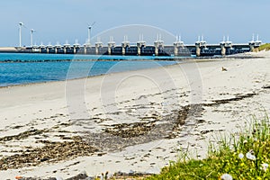 Storm surge barrier Oosterschelde nearby Neeltje Jans in The Net