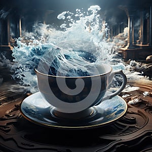 A storm in a teacup representation.