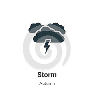 Storm vector icon on white background. Flat vector storm icon symbol sign from modern autumn collection for mobile concept and web