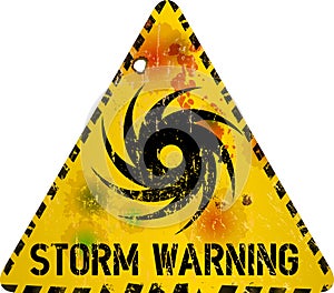 Storm warning sign, grungy style vector illustration