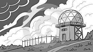 Storm Watch Radar Dome Under a CloudFilled Sky, vector design Generative AI