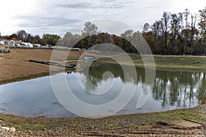 Storm water drainage pond on construction site