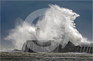 Storm Wave hitting Newhaven sea wall. photo