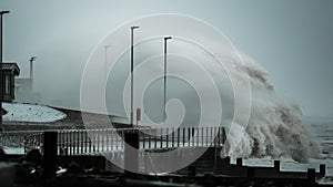 Storm waves battering UK coastline