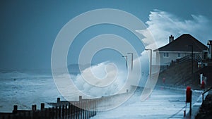 Storm waves hitting coastline