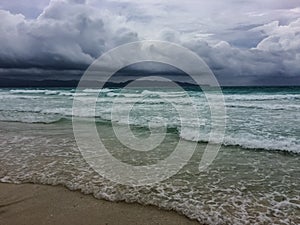 Storm wether over the sea waves.