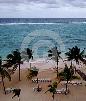 Storm wind beach view