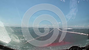 Storm from the window of a fishing boat in New Zealand.