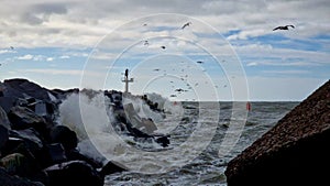 Storm winter waver baltic sea