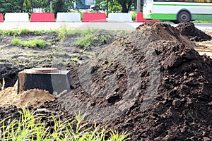 stormwater runoff, hatch and turf, fenced with plastic guards on-site road construction.