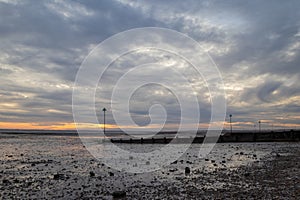 A stormy afternoon on Westcliff beach, Essex, England, United Kingdom