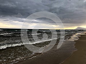 Stormy beach landscape