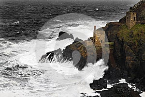 Stormy Botallack Crown Engine House, Cornwall.