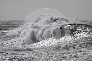 Stormy breaking sea wave