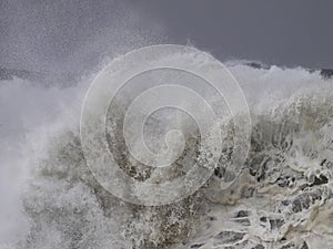 Stormy breaking sea wave detail