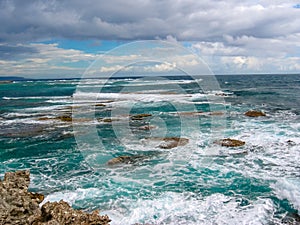 Stormy caribbean sea