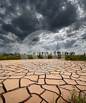 Stormy Clouds And Cracked Land