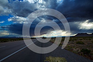Stormy clouds dramatic clouds sky in I-15 Nevada US