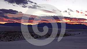 Stormy clouds in the evening at sunset in Sand Dune at White Sands National Monument. New Mexico, USA