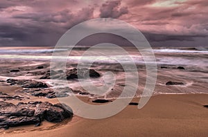 Stormy clouds over beach