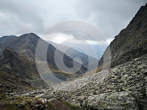 Stormy clouds over the glacial lake