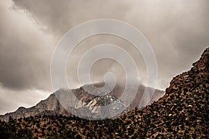 Stormy Clouds Roll over peaks in Zion National Park