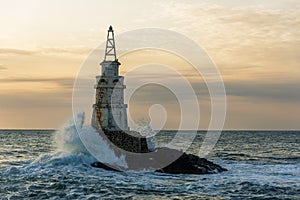 Lighthouse in the port of Ahtopol, Black Sea, Bulgaria.