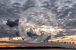 Stormy colored clouds with sunset