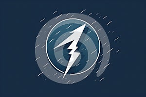 Stormy Icon With Dark Cloud And Lightning Bolt Against Blue Or Gray Background To Represent Stormy Weather. Generative AI