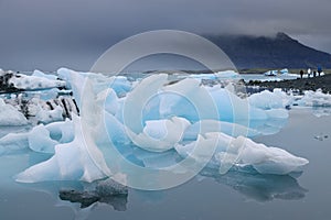 Stormy landscape at Jokulsarlon - the most famous Icelandâ€™s glacier lagoon.