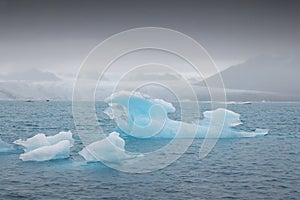 Stormy landscape at Jokulsarlon - the most famous Icelandâ€™s glacier lagoon.