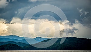 Stormy landscape over lake jocassee south carolina