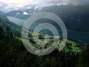 Stormy light on the Walensee, shot from Flumserberg