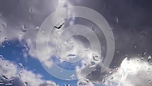 Stormy rain clouds in blue sky, time lapse