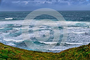 Stormy and rough sea by the shore of Victoria Australia