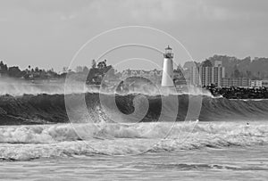 Stormy Santa Cruz Harbor lighthouse