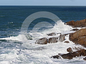 Stormy sea along Tuscany coastline in Livorno, Italy