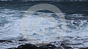 Stormy sea during bad weather. Barents Sea in winter