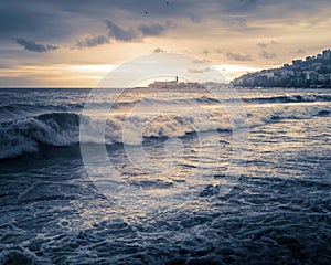 Stormy sea, big waves