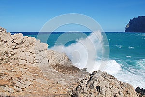 Stormy sea at Cala San Vicente in Majorca